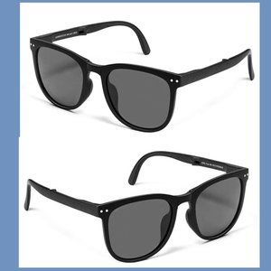 2 NEW BLACK Folding Air Cushion Sunglasses UNISEX Foldable Polarized Anti-glare